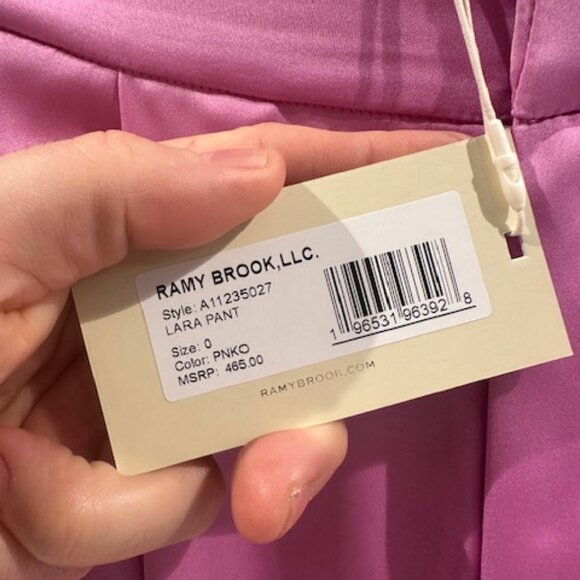 Ramy Brook Silk Pants. Pink Lara Pants With Red Piping - Picture 2 of 5